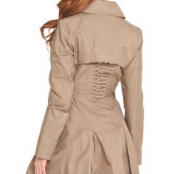 Betsy Johnson Trench Coat Tan XS with Belt A-Line Flare - Picture 9 of 10